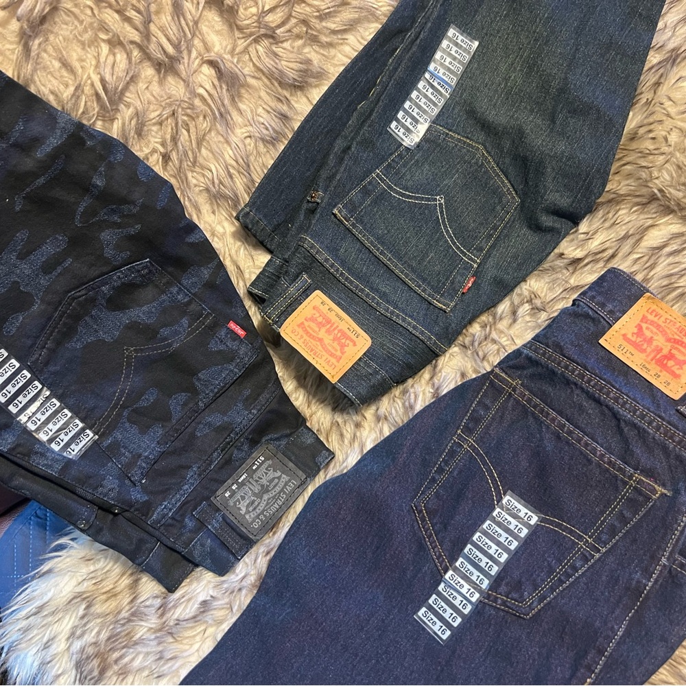 Levi's (new w/tags) Dark Blue (511s)Slim Jeans(3 pr) for BOYS Sz 16R - Picture 9 of 10